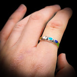 (T) Solid 925 Sterling Silver & 4x Mixed Gemstone Setting Ring