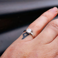 (O) Solid 925 Sterling Silver & 5mm CZ Diamond Square Solitaire Ring