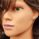 Solid 925 Sterling Silver & 6mm Created Opal Heart Stud Earrings