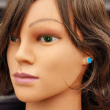 Solid 925 Sterling Silver & 8mm Created Opal Square Stud Earrings