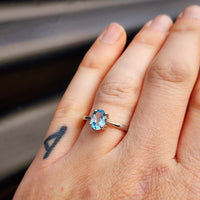 Solid 925 Sterling Silver & 8mm Sky Blue Topaz Clawed Solitaire Ring