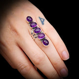 (Q) Solid 925 Sterling Silver & Natural Amethyst XL Multi Setting Handmade Solitaire Ring