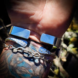 Solid 925 Sterling Silver & Natural Amethyst Oval Cuff Bracelet