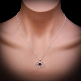 Solid 925 Sterling Silver & Natural Amethyst Heart Pendant Necklace