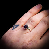 (Q) Solid 925 Sterling Silver & Natural Amethyst Oval Ring