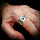 Rustic Handmade Solid 925 Sterling Silver & Natural Aquamarine Cuff Ring
