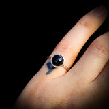 (Q) Solid 925 Sterling Silver & 10mm Natural Black Onyx Round Signet Ring