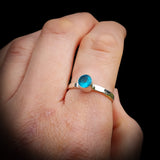 925 Sterling Silver & Blue Topaz hammer Finish Handmade Ring