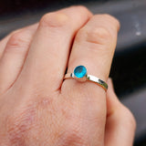 925 Sterling Silver & Blue Topaz hammer Finish Handmade Ring