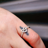 (M) Solid 925 Sterling Silver & CZ Diamond Knotted Heart Promise Ring