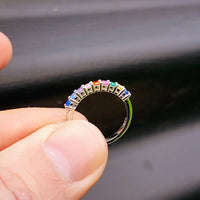 (J) Solid 925 Sterling Silver & Colored CZ Infinity Band Ring
