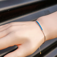 Solid 925 Sterling Silver & Created Opal Bar Chain Bracelet