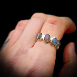 (R) Solid 925 Sterling Silver & Natural Labradorite Handmade Eternity Band Ring