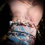 Solid 925 Sterling Silver & Raw Garnet, Apatite Chain Bracelet