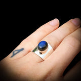 Solid 925 Sterling Silver & Natural Labradorite Handmade Cuff Ring
