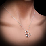 Solid 925 Sterling Silver & London Blue Topaz Heart Pendant Necklace
