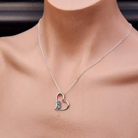 Solid 925 Sterling Silver & London Blue Topaz Heart Pendant Necklace