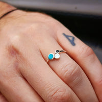 Solid 925 Sterling Silver & Natural Turquoise, Moonstone, Onyx Ring