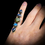 (Q) XL Solid Sterling Silver & Natural Labradorite Multi Setting Handmade Ring