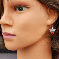 Solid 925 Sterling Silver & Natural Amber Triangle Hook Earrings