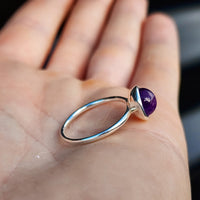 Solid 925 Sterling Silver & 10mm Natural Amethyst Round Signet Ring