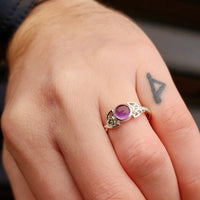 Solid 925 Sterling Silver & Natural Amethyst Celtic Knot Ring
