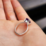 (M) Solid 925 Sterling Silver & Natural Amethyst Clawed Pear Ring
