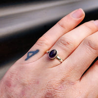 Solid 925 Sterling Silver & Natural Amethyst Oval Ring
