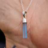925 Sterling Silver & Natural Aquamarine Stick Handmade Pendant Necklace