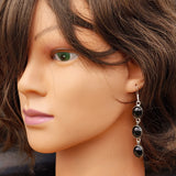 925 Sterling Silver & Natural Black Onyx Handmade Hanging Earrings