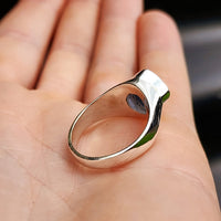 (V) Solid 925 Sterling Silver & Natural Chalcedony Handmade Diamond Cut Ring