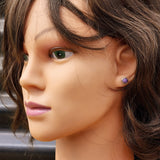 925 Sterling Silver & 6mm Natural Charoite Round Stud Earrings