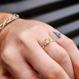 (Q) Solid 925 Sterling Silver & Natural Citrine Clawed Round Handmade Ring