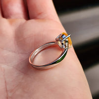 Solid 925 Sterling Silver & Natural Citrine Pear Solitaire Ring