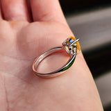 Solid 925 Sterling Silver & Natural Citrine Pear Solitaire Ring