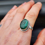 Solid Sterling Silver & Natural Emerald Handmade Solitaire Ring