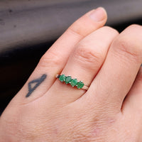 Solid 925 Sterling Silver & Natural Emerald Quad Setting Band Ring