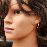 925 Sterling Silver & Natural Garnet Handmade Hanging Hook Earrings