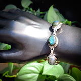 Solid 925 Sterling Silver & Natural Labradorite Handmade Chain Bracelet