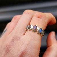 (R) Solid 925 Sterling Silver & Natural Labradorite Handmade Eternity Band Ring
