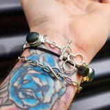 Solid 925 Sterling Silver & Natural Labradorite Handmade Chain Bracelet