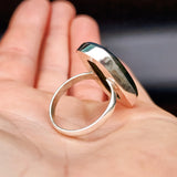 Rustic Handmade Solid 925 Sterling Silver & Natural Labradorite Rectangle Ring