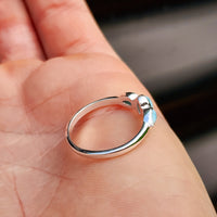 Solid 925 Sterling Silver & Natural Larimar 3x Setting Ring