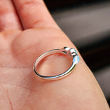 Solid 925 Sterling Silver & Natural Larimar 3x Setting Ring