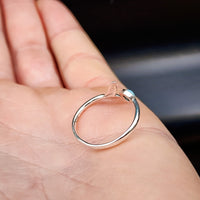 Adjustable Solid 925 Sterling Silver & Natural Larimar Whale Tail Ring