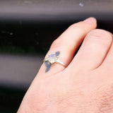 (M) Solid 925 Sterling Silver & Natural Moonstone Handmade Clawed Ring