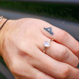 (R) Solid 925 Sterling Silver & Natural Moonstone Clawed Oval Handmade Ring