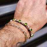 Solid 925 Sterling Silver & Natural Peridot Handmade Chain Bracelet