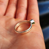 Solid 925 Sterling Silver & Natural Peridot Round Solitaire Ring