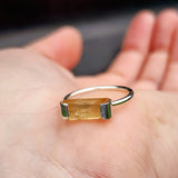 (Q) Solid 925 Sterling Silver & Natural Raw Imperial Topaz Handmade Ring